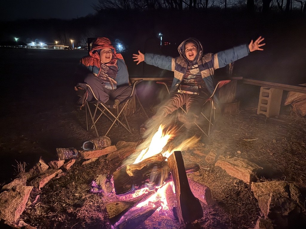 Scouts enjoying a campfire